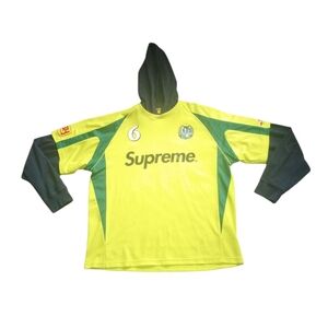 Supreme Hooded Soccer Jersey Mens Size Medium Neon Bright Yellow Green FW23 Used
